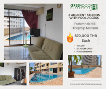 2 Adjacent Studios with Pool Access in Thepthip Mansion Condo on Pratamnak Hill for Sale
